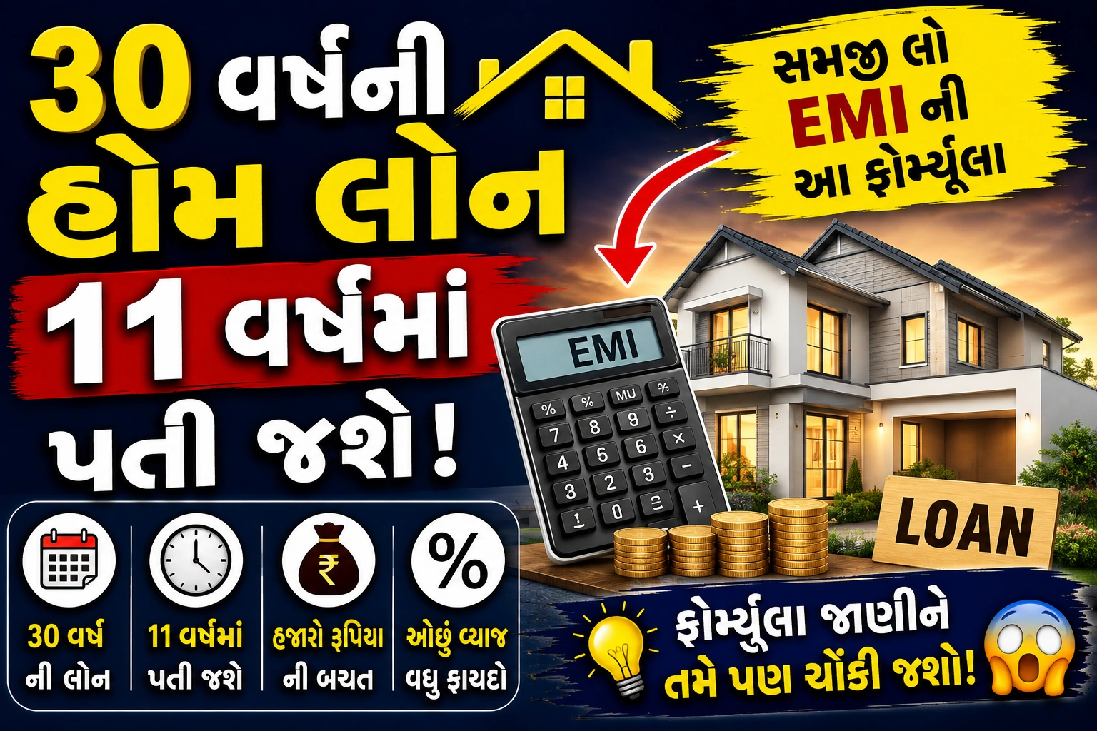 હોમ લોનની મુદત ઘટાડવા માટે પ્રીપેમેન્ટ ફોર્મ્યૂલા અને EMI ગણતરીનું ટેબલ